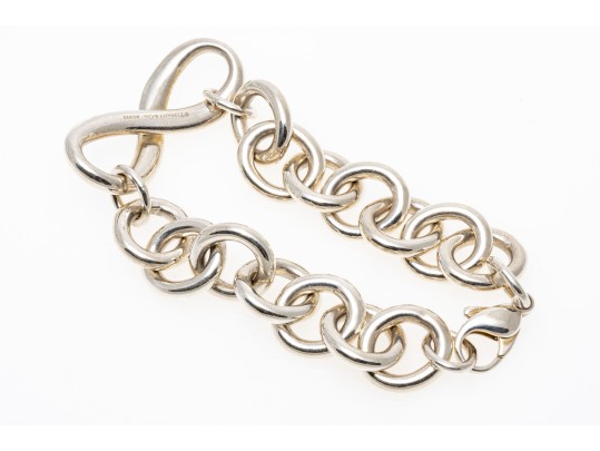 Tiffany & Co. Sterling Silver Handsome Infinity Link Center Polished Link Bracelet