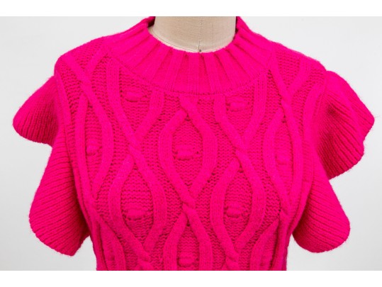 Robertson Rodeo Hot Pink Cable Knit Cap Sleeve Sweater, Size Medium