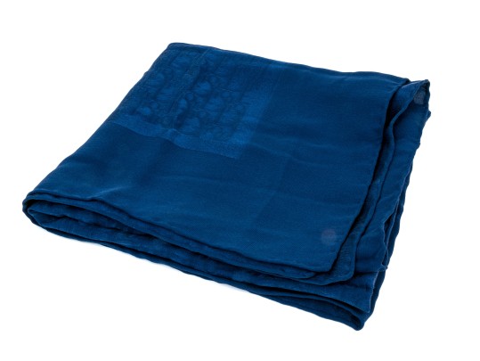 Christian Dior Fabulous Blue Vintage Silk Scarf, Logo Patterned