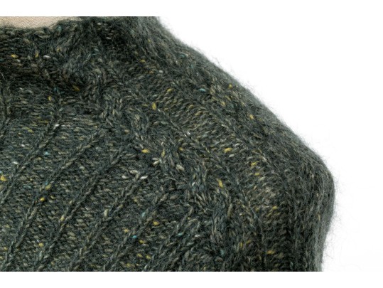 Oscar De La Renta Classic Grey Cable Knit Turtleneck Sweater, Size Small 