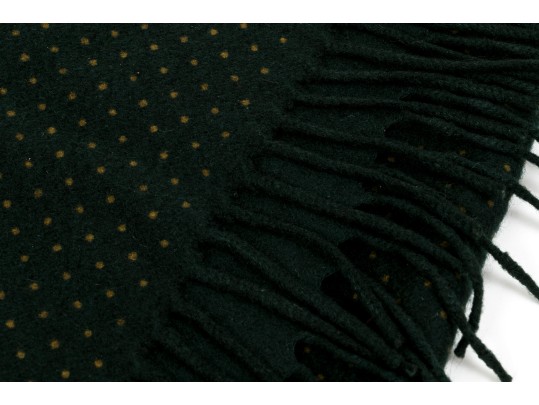 Loro Piana Striking Dark Green And Beige Polka Dot Cashmere Scarf