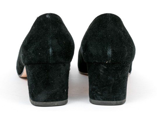 Salvatore Ferragamo Classic Black Suede Pumps, Size 10B