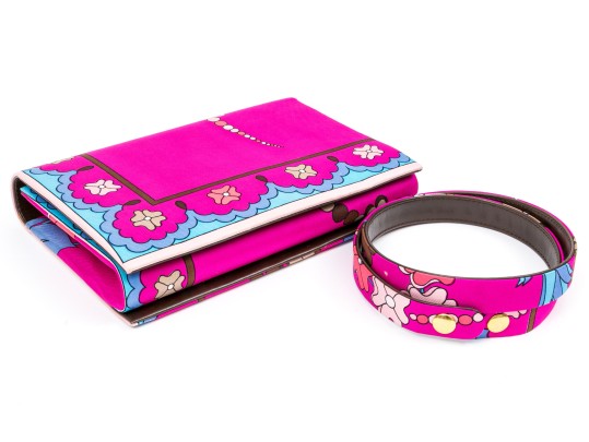 Emilio Pucci Beautiful Bold Floral Spray Motif Vintage Clutch/shoulder Bag