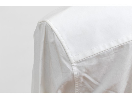 Balenciaga, Paris Edgy White Cotton Zip Front Collared Shirt, Size 38