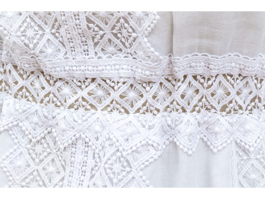 Charo Ruiz, Ibiza, Lovely White Cotton Lace Edged Maxi Dress, Size M