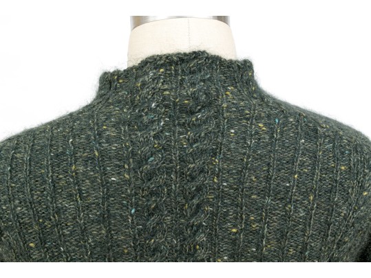 Oscar De La Renta Classic Grey Cable Knit Turtleneck Sweater, Size Small 