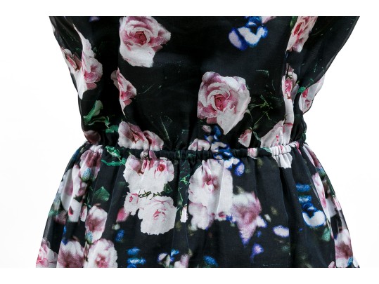 Rebecca Minkoff Breezy Short Sleeve Black Floral Mini Dress, Size Small