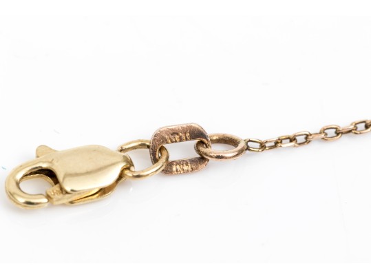 14K Chain Necklace With Colorful Stationed Stones