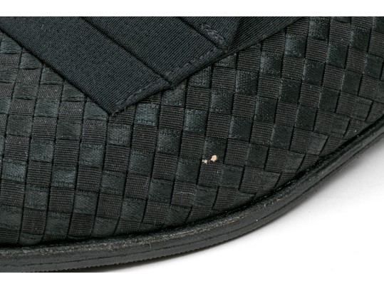 Bally Handsome Black Basketweave Fabric Loafers, Size 7 M