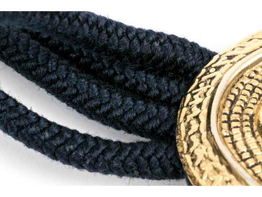 Wonderful Black Leather And Gold Tone Paisley Buckle Vintage 1970's Belt