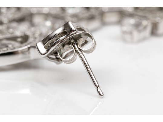 Shimmering Sterling And White Zirconia Chandelier Earrings