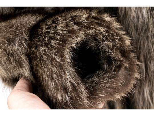 Stylish Tannish Brown Raccoon Fur Hooded Zip Jacket