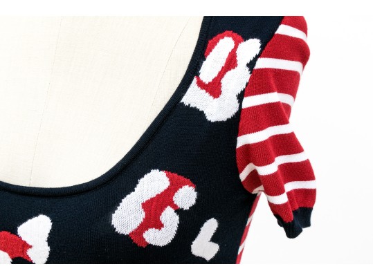 Valentino Red Fun Blue, Red And White Nautical Jumper Style Dress, Size S