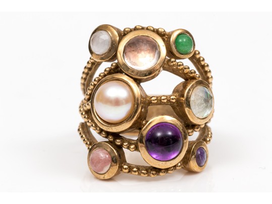 Artistic Stephen Dweck Quartz And Amethyst Ring, Size 7