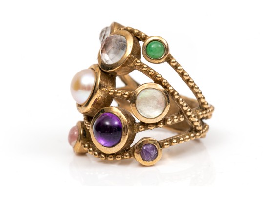 Artistic Stephen Dweck Quartz And Amethyst Ring, Size 7