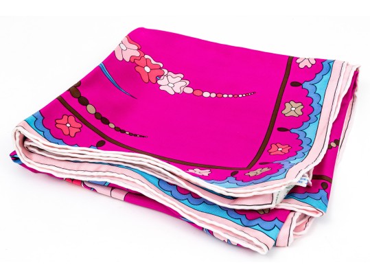Emilio Pucci Beautiful Bold Floral Spray Motif Vintage Silk Scarf