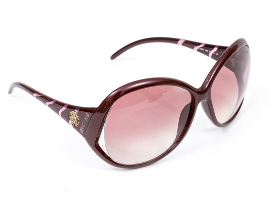 Roberto Cavalli Striking Burgundy Patterned Arm Acrylic Oversized Sunglasses