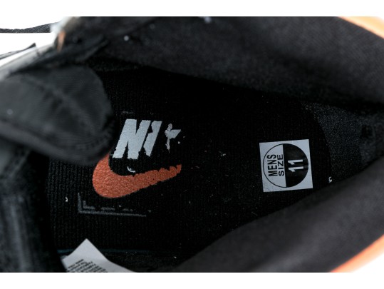 Nike Discernable Leather High Top Air Jordans, Black, White And Orange, Size 11