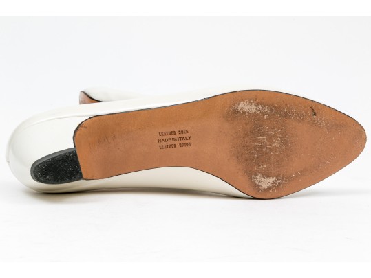 Salvatore Ferragamo Classic Light Ivory Leather Pumps, Size 10B