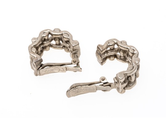 Yves St. Laurent Wonderful Vintage Silver Toned Open Basketweave Earrings