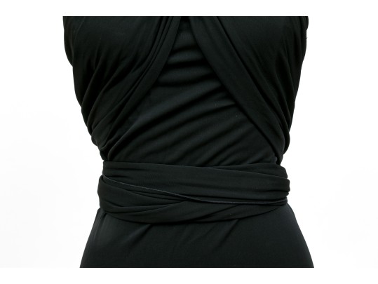 Diane Von Furstenburg Refined Floor Length Black Gathered Sleeveless Dress, Size 6