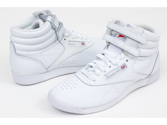 Reebok White Leather Classic Retro Velcro High Tops, Size 8
