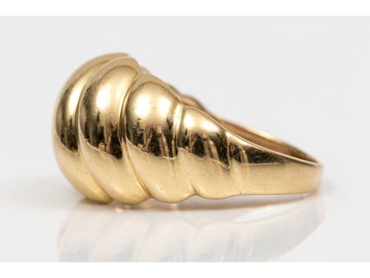 Bold 18K Ribbed Dome Ring, Size 6.75+