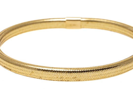 14k Yellow Gold Very Light Delicately Spun Gold Slip On Bangle Bracelet