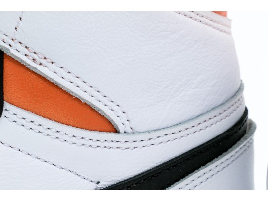 Nike Discernable Leather High Top Air Jordans, Black, White And Orange, Size 11