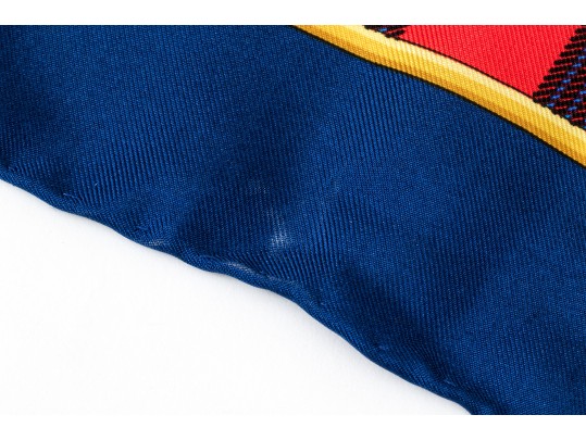 Atelier Versace Classic Blue Red And Gold Toned Vintage Silk Scarf