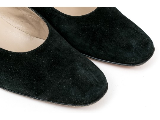 Salvatore Ferragamo Classic Black Suede Pumps, Size 10B