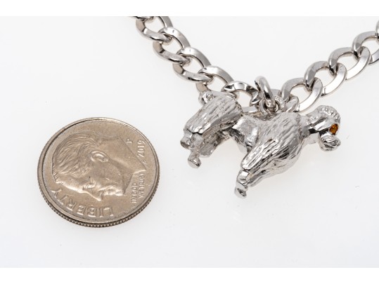 Sterling Silver Fun Poodle Motif Charm Bracelet
