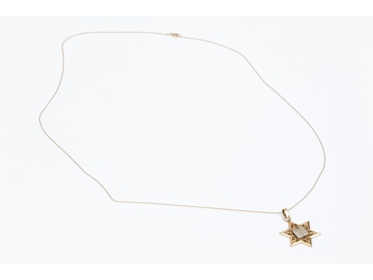 Delicate 10K Chain Displays 14K Star Pendant Necklace