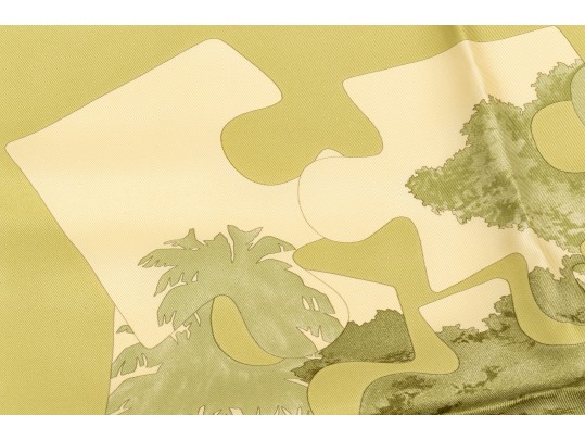 Salvatore Ferragamo Beautiful Green Toned Leopard Motif Silk Scarf