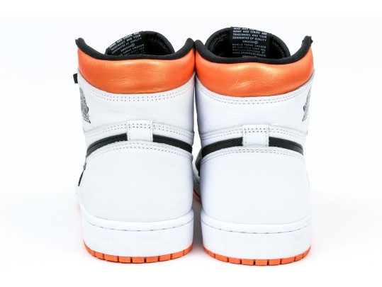 Nike Discernable Leather High Top Air Jordans, Black, White And Orange, Size 11