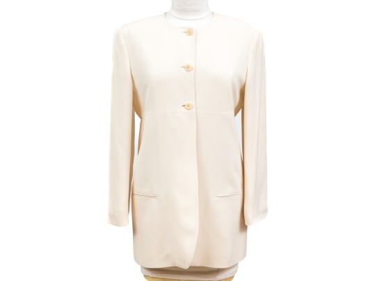 Calvin Klein/Bergdorf Goodman Beautiful Ivory Silk Blazer,  Size 10
