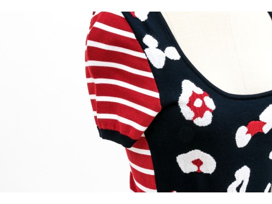 Valentino Red Fun Blue, Red And White Nautical Jumper Style Dress, Size S