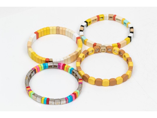 Four Colorfully Beaded Stretch Roxanne Assoulin Bracelets, Retail Approx $300