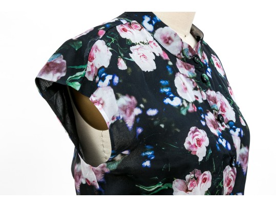 Rebecca Minkoff Breezy Short Sleeve Black Floral Mini Dress, Size Small