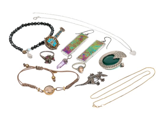 Collection Of Sterling And 800 Silver Jewelry, 33.8 Gross Dwt