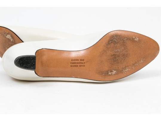 Salvatore Ferragamo Classic Light Ivory Leather Pumps, Size 10B