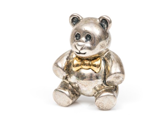 Tiffany & Co. Sterling And 18K Charming Teddy Bear Brooch