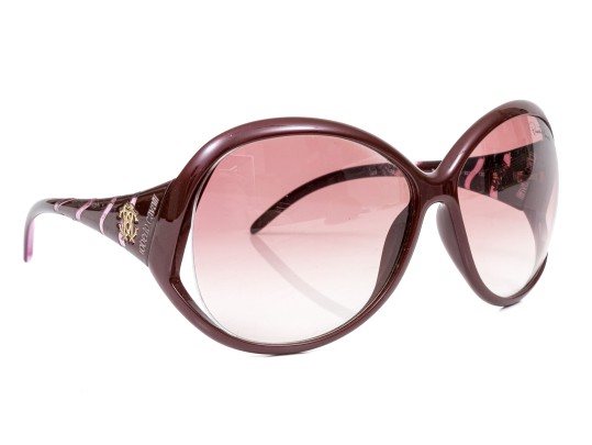 Roberto Cavalli Striking Burgundy Patterned Arm Acrylic Oversized Sunglasses