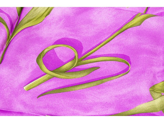 Salvatore Ferragamo Lovely Purple And Green Vintage Silk Tulip Motif Scarf
