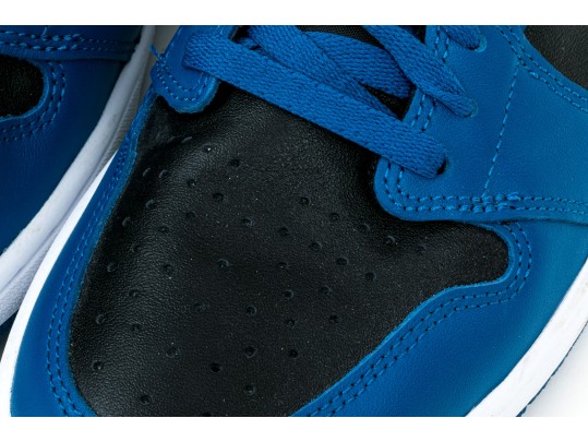 Nike Chic Leather High Top Air Jordans, Black, Blue, White, Size 11