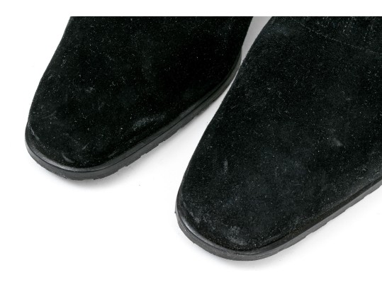 Salvatore Ferragamo Handsome Black Suede Loafer, Size 10B