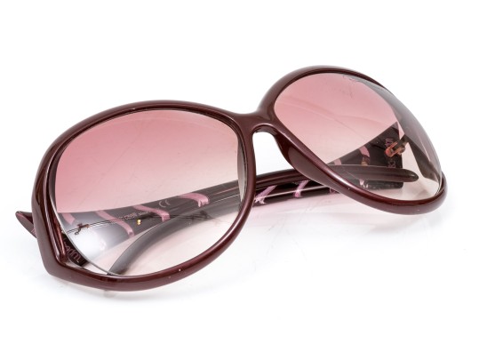Roberto Cavalli Striking Burgundy Patterned Arm Acrylic Oversized Sunglasses