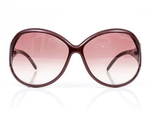 Roberto Cavalli Striking Burgundy Patterned Arm Acrylic Oversized Sunglasses