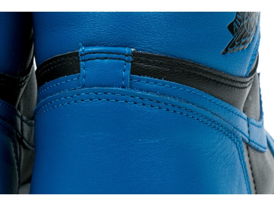 Nike Chic Leather High Top Air Jordans, Black, Blue, White, Size 11