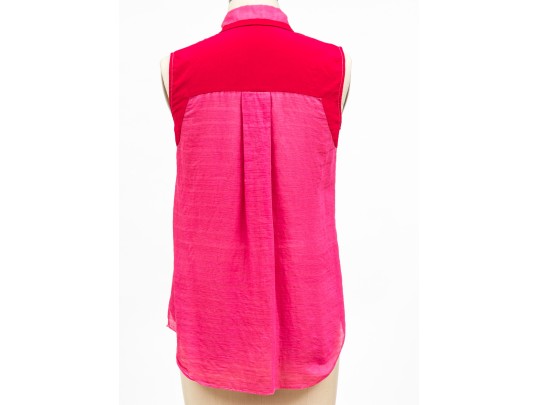 Veronica Beard Pretty Dark Pink Cotton And Silk Sleeveless Blouse,  Size 0